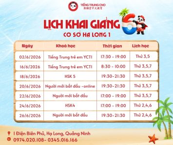Lịch Khai Giảng Tiếng Trung Hè Tháng 6/2026 Tại CNO