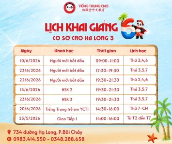 LỊCH KHAI GIẢNG THÁNG 6 CƠ SỞ HẠ LONG 3 (Bãi Cháy)