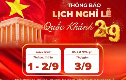 THÔNG BÁO LỊCH NGHỈ LỄ QUỐC KHÁNH 2/9/2026 – TIẾNG TRUNG CNO