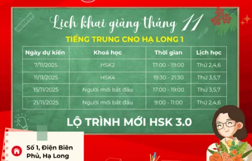 LỊCH KHAI GIẢNG THÁNG 11 – TIẾNG TRUNG CNO