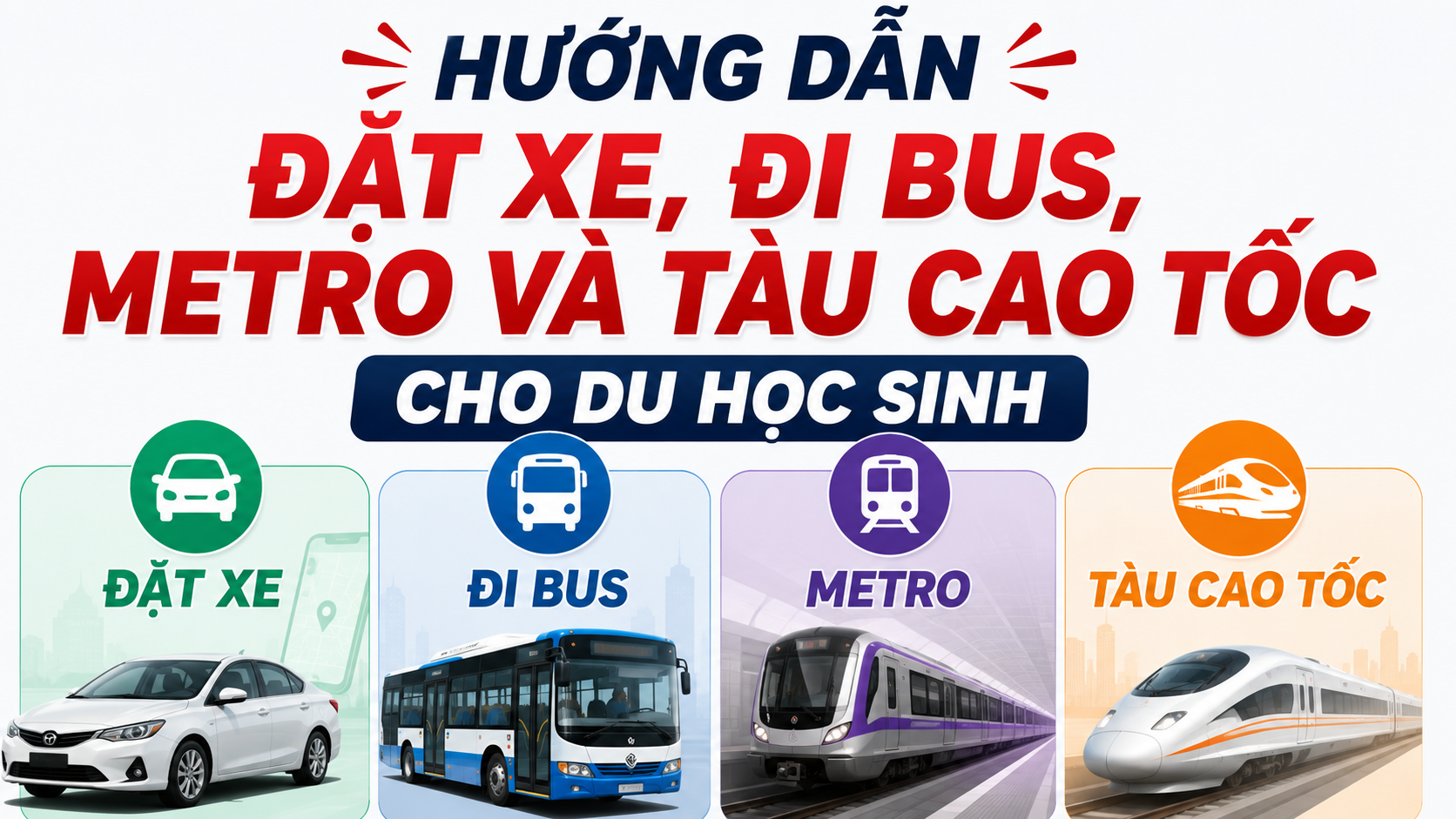 HƯỚNG DẪN ĐẶT XE, ĐI BUS, METRO VÀ TÀU CAO TỐC CHO DU HỌC SINH